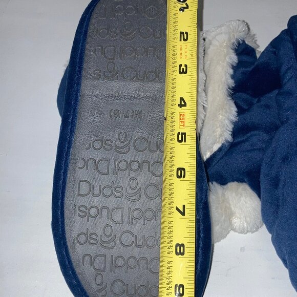 Cuddl Duds Slippers Teddy Cuff Pom Non Slip Slippers Cozy Navy Women’s 7 / 8 - Picture 8 of 8